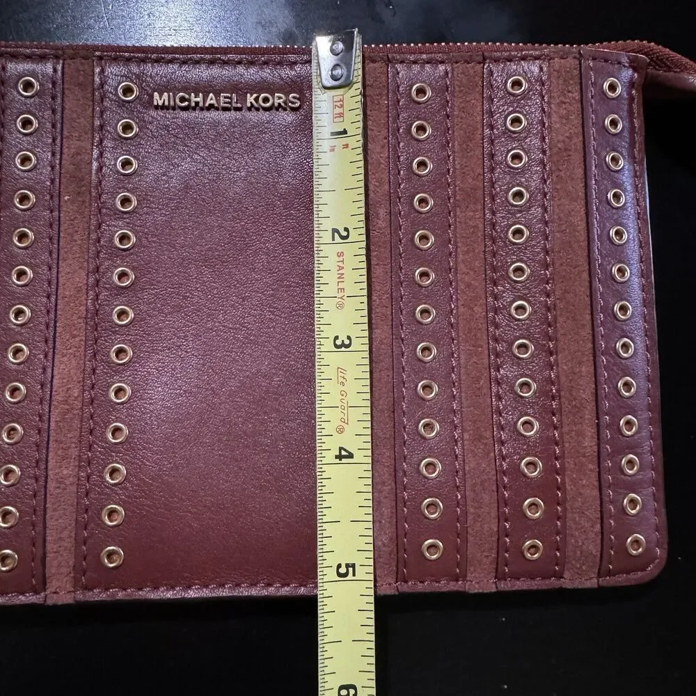 Michael Kors Brooklyn Grommet Medium Phone Wristlet in Leather Brown Brick